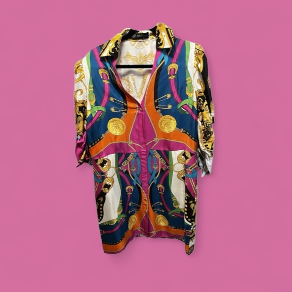 Versace Multicolor Medusa Print Shirt - Picture 1 of 5